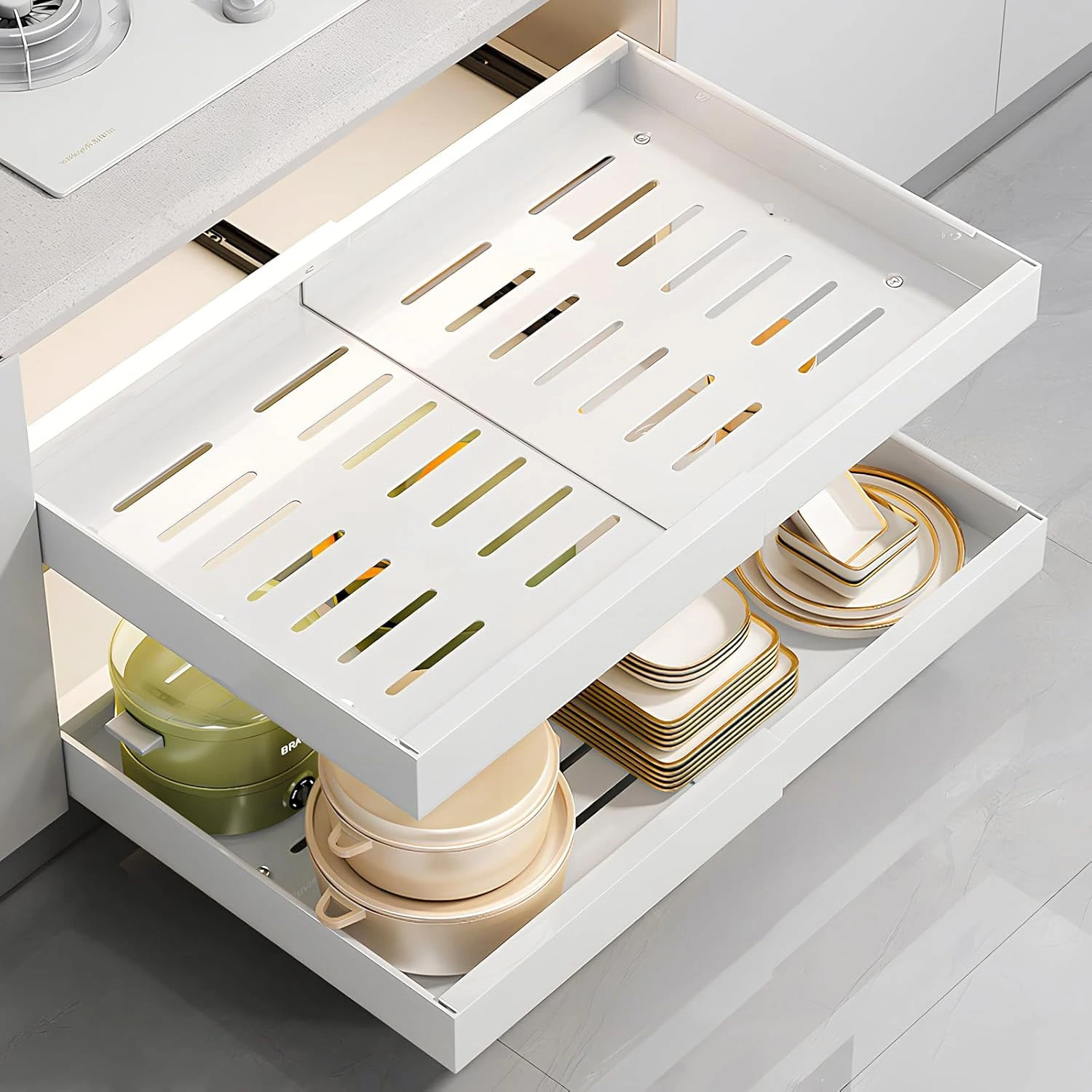 BNBR-5 – 4en1 Organisateur de Placard Coulissant Pliable acier inoxydable grande Capacité