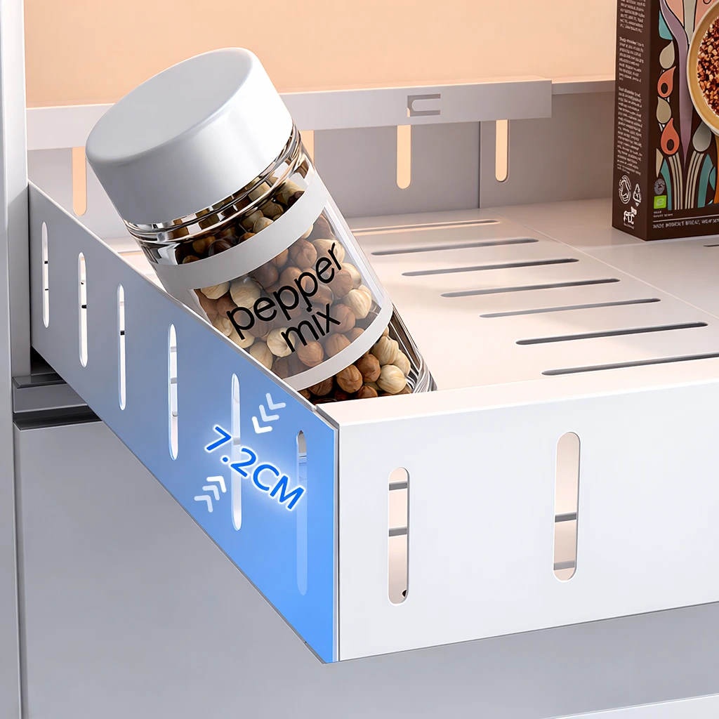 BNBR-14 - 3en1 Etagere coulissant extensible ajustable en INOX , rangement cuisine