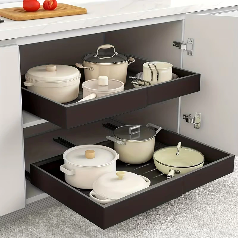 BNBR-14 - 3en1 Etagere coulissant extensible ajustable en INOX , rangement cuisine