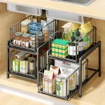 BNBR-20 - 4en1 Étagère de rangement 2 niveaux en INOX rangement cuisine salle de bain et garde-manger