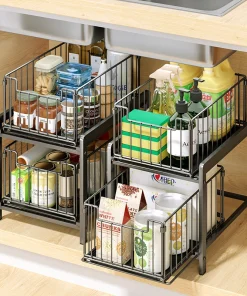 Blitz-5en1 Étagère de rangement coulissante 2 Niveaux en INOX BNBR-20