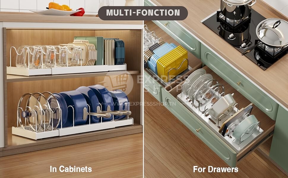 4en1 Organisateur Coulissante en INOX avec 8 séparateurs réglables BNBR-12
