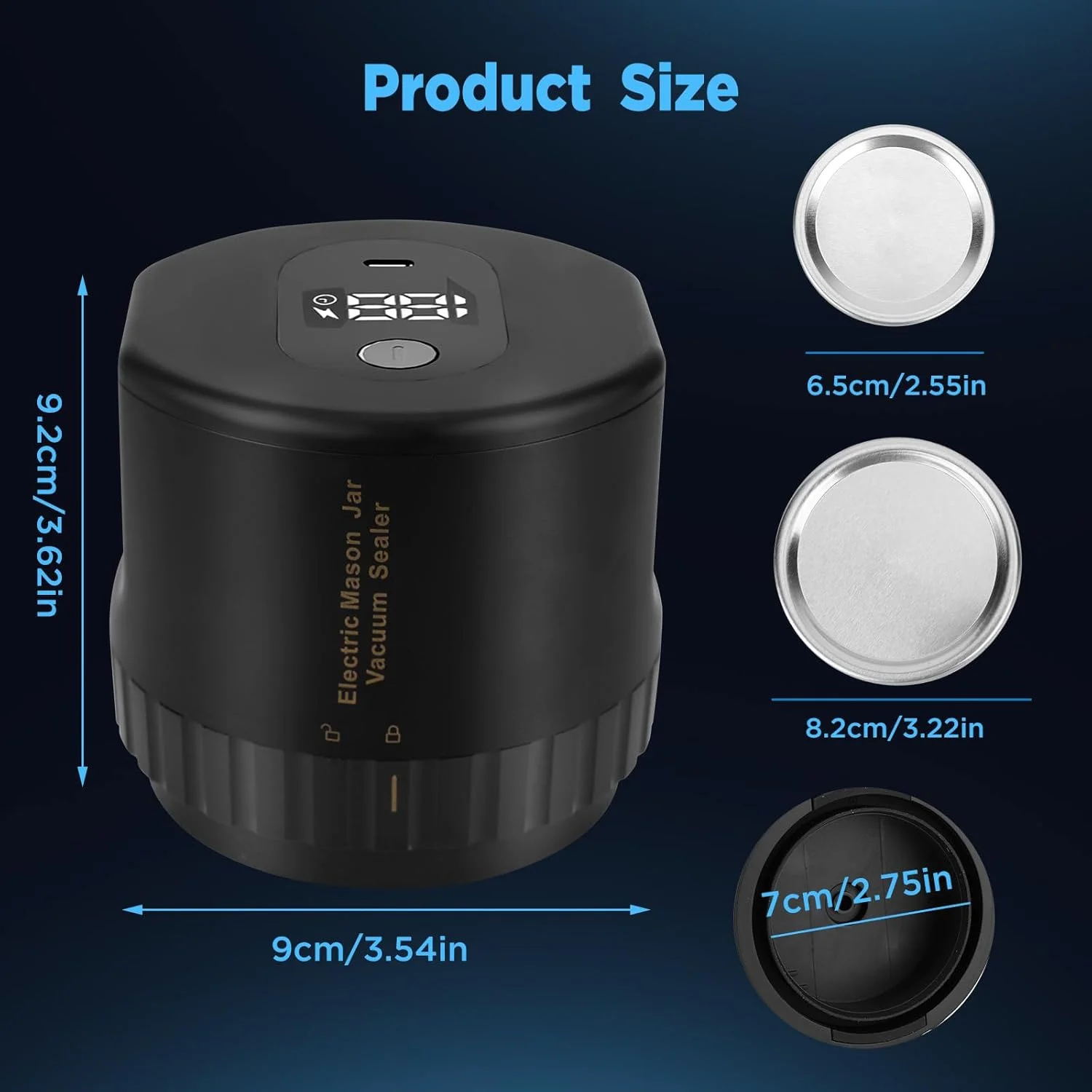 5en1 Scelleuse sous vide électrique rechargeable pour bocaux avec écran LED
