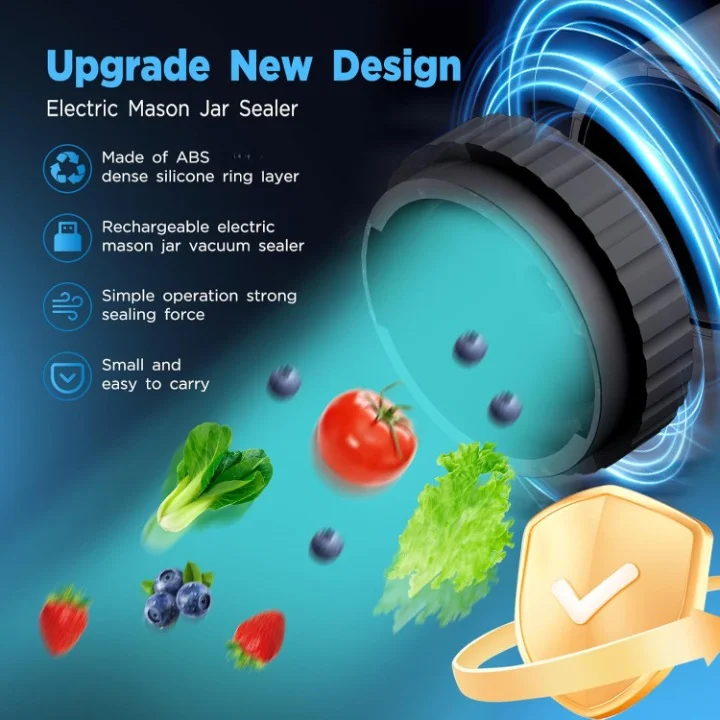 5en1 Scelleuse sous vide électrique rechargeable pour bocaux avec écran LED