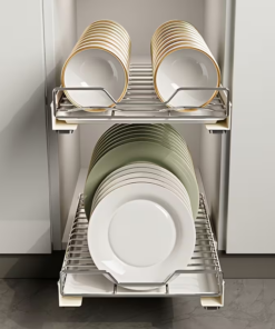 BNBR-10- 3en1 Égouttoir à vaisselle extensible séparateurs réglables tiroir coulissant (2pcs)
