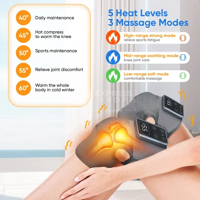 4en1 Masseur Intelligent Sans Fil  – Chauffant & Vibrant pour Soulager les Douleurs Articulaires