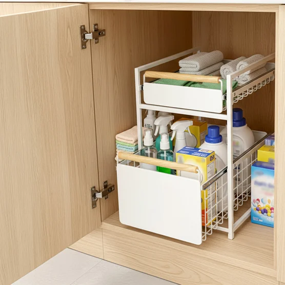 BNBR-15F -6en1 Étagère sous évier acier inoxydable rangement cuisine salle de bain