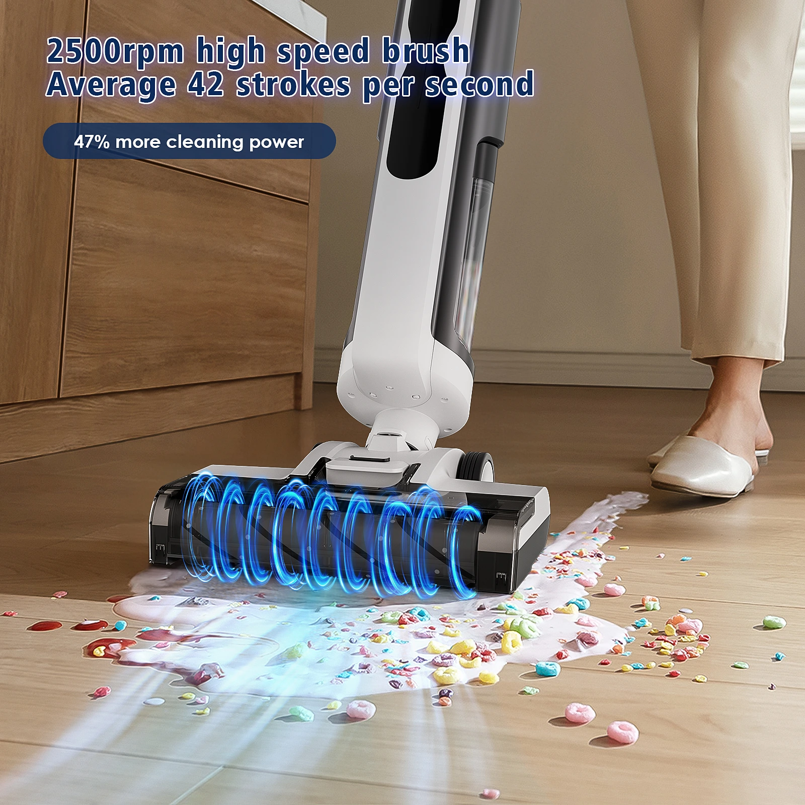 Blitz® 4en1 Aspirateur Intelligent Automatique Sans Fil Robot Laveur Sol Professionnel Puissant, Léger, Silencieux