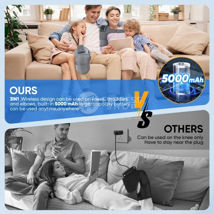 4en1 Masseur Intelligent Sans Fil  – Chauffant & Vibrant pour Soulager les Douleurs Articulaires