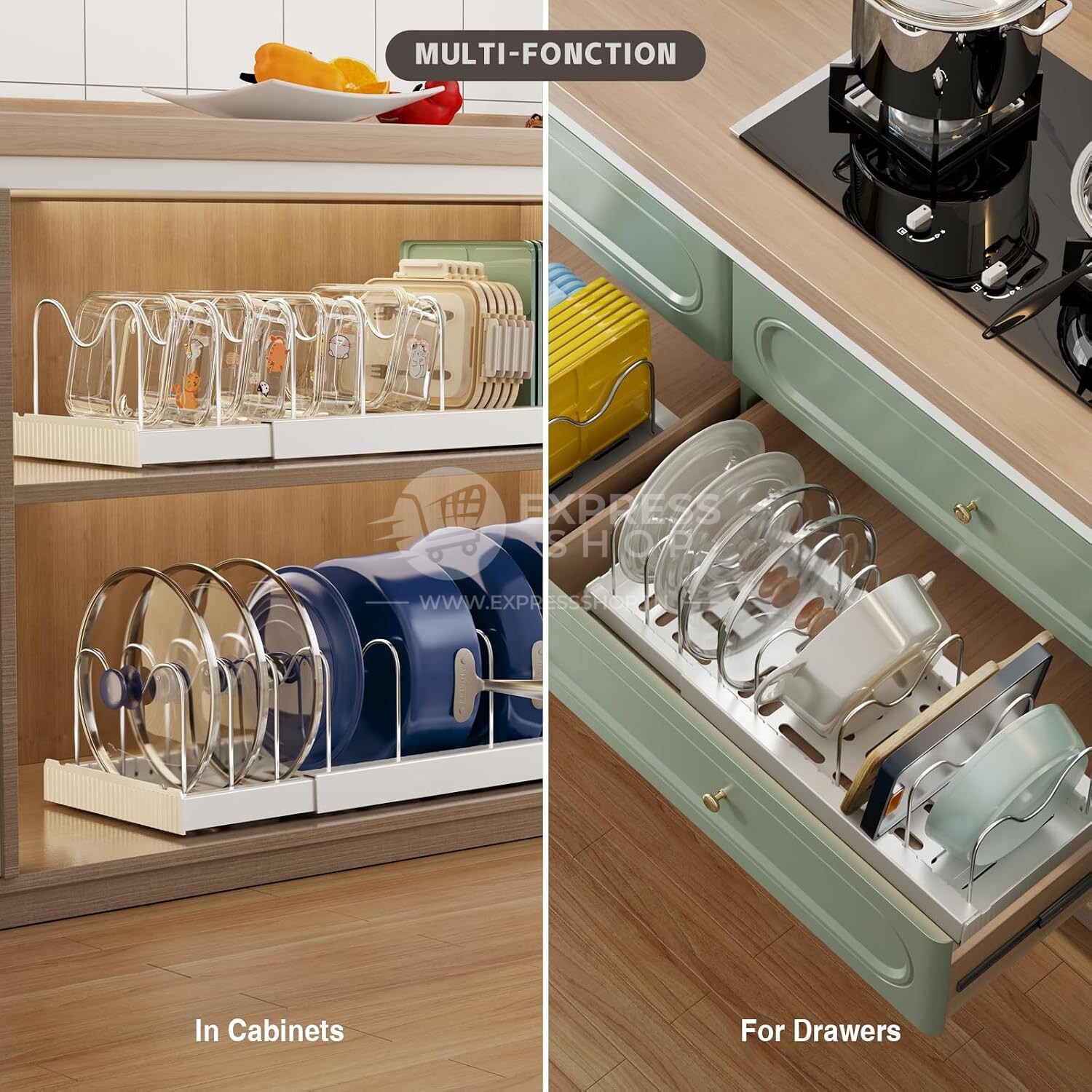 BNBR-12- 4en1 Pack Organisateur Coulissante acier inxoydable séparateurs réglables