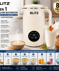 Blitz® - 8en1 Bouilloire Multifonction Jus et machine à Lait 1.2 L en Acier Inoxydable avec Interface Tactile