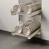 BNBR-11- 4en1 Étagère de rangement coulissante acier inoxydable panier support vaisselle (2 couches)