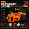 8en1 Cric Hydraulique Électrique 5T, Cric électrique Voiture 12V avec Pompe Gonflable et lumière LED