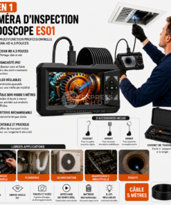 5en1 Caméra Inspection Endoscope ES01 Professionnelle avec écran HD 4.3 pouces