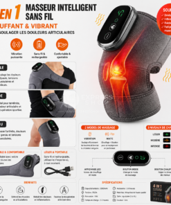 4en1 Masseur Intelligent Sans Fil  – Chauffant & Vibrant pour Soulager les Douleurs Articulaires