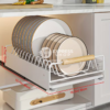 BNBR-11- 2 Étagères de rangement coulissante acier inoxydable panier support vaisselle (quantite 2)