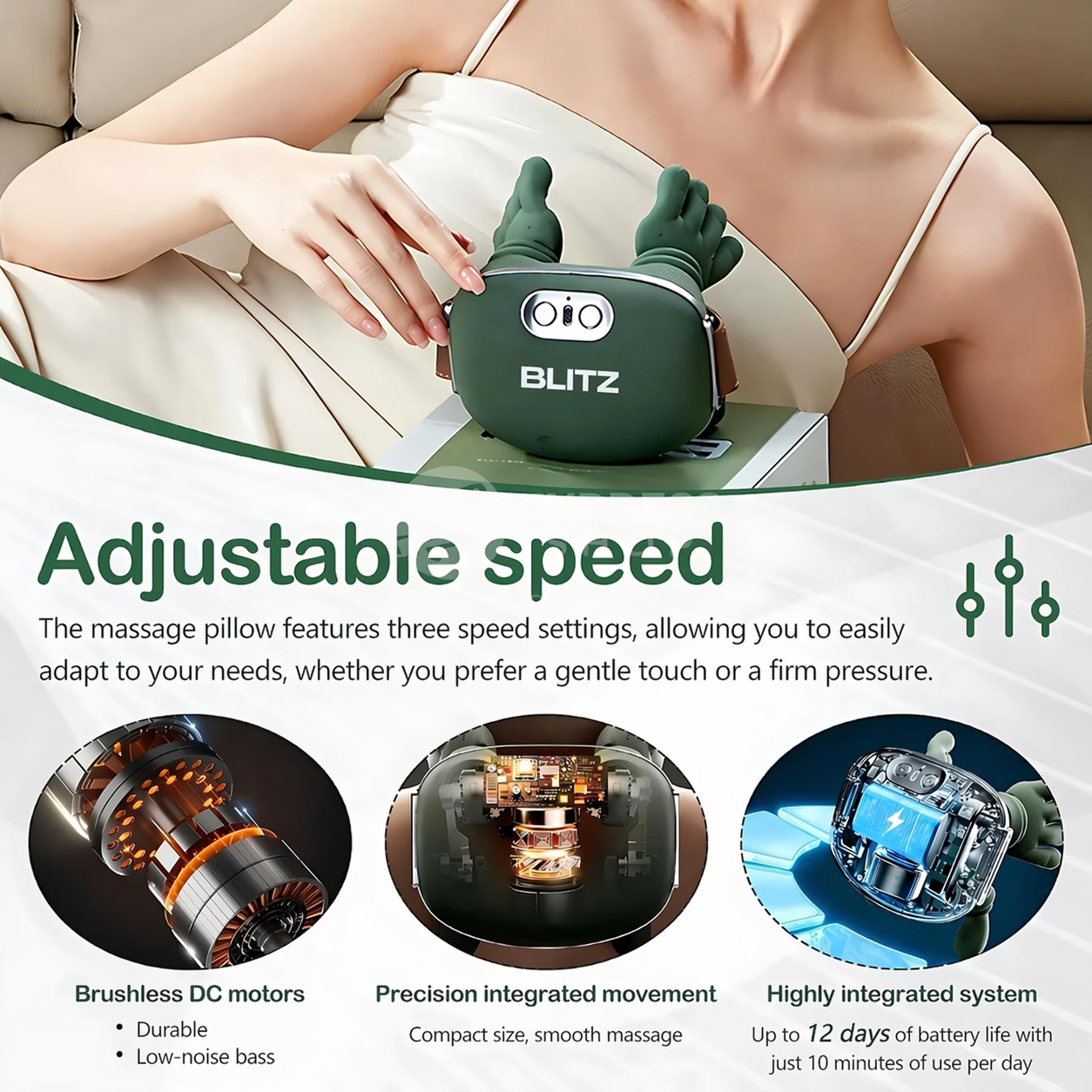 Blitz® 6en1 Appareil De Massage Cervical Rechargeable Contre Les Douleurs Au Cou Et Aux épaules