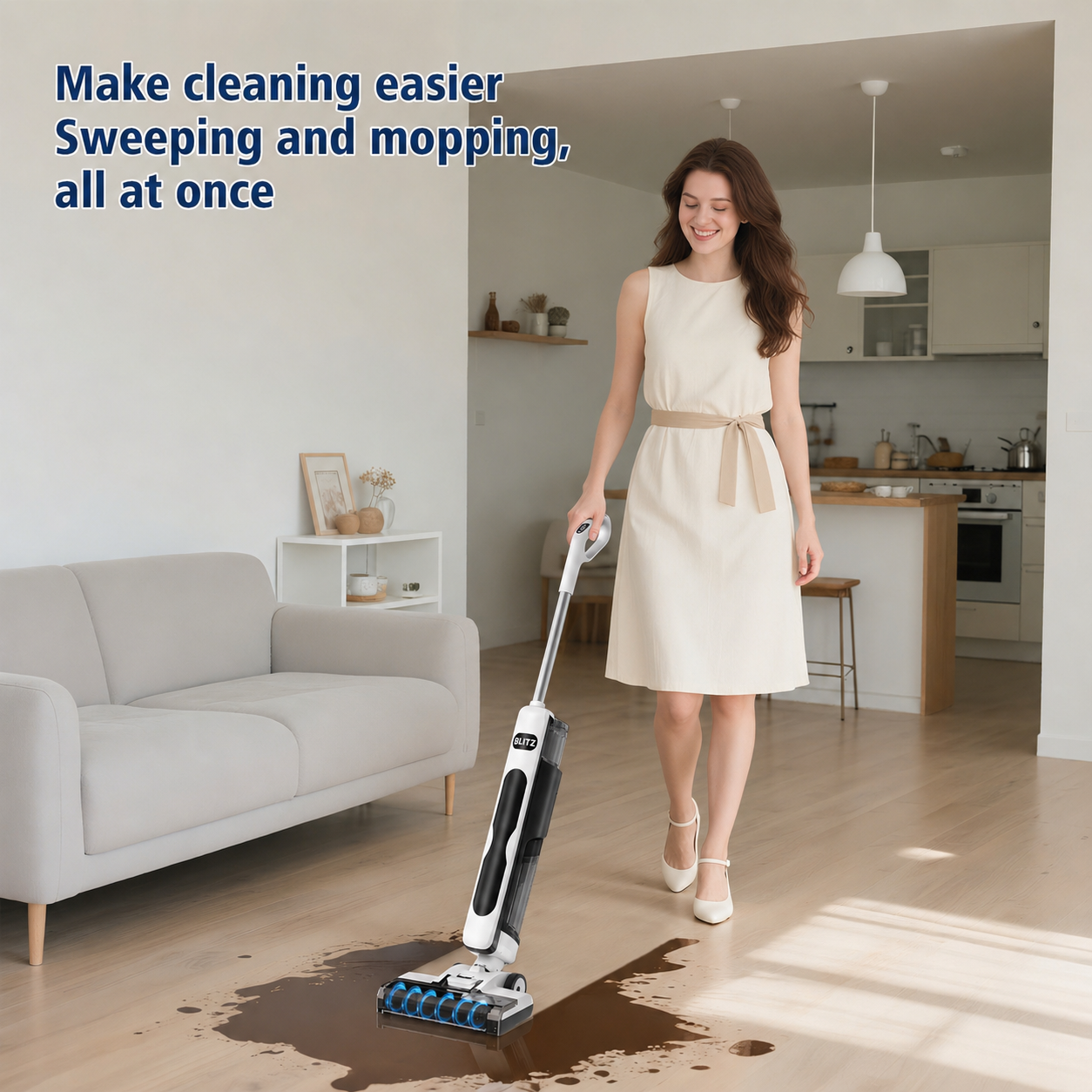 Blitz® 4en1 Aspirateur Intelligent Automatique Sans Fil Robot Laveur Sol Professionnel Puissant, Léger, Silencieux