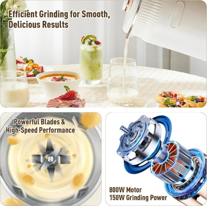 Blitz® - 8en1 Bouilloire Multifonction Jus et machine à Lait 1.2 L en Acier Inoxydable avec Interface Tactile