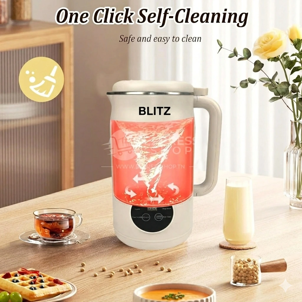 Blitz® - 8en1 Bouilloire Multifonction Jus et machine à Lait 1.2 L en Acier Inoxydable avec Interface Tactile