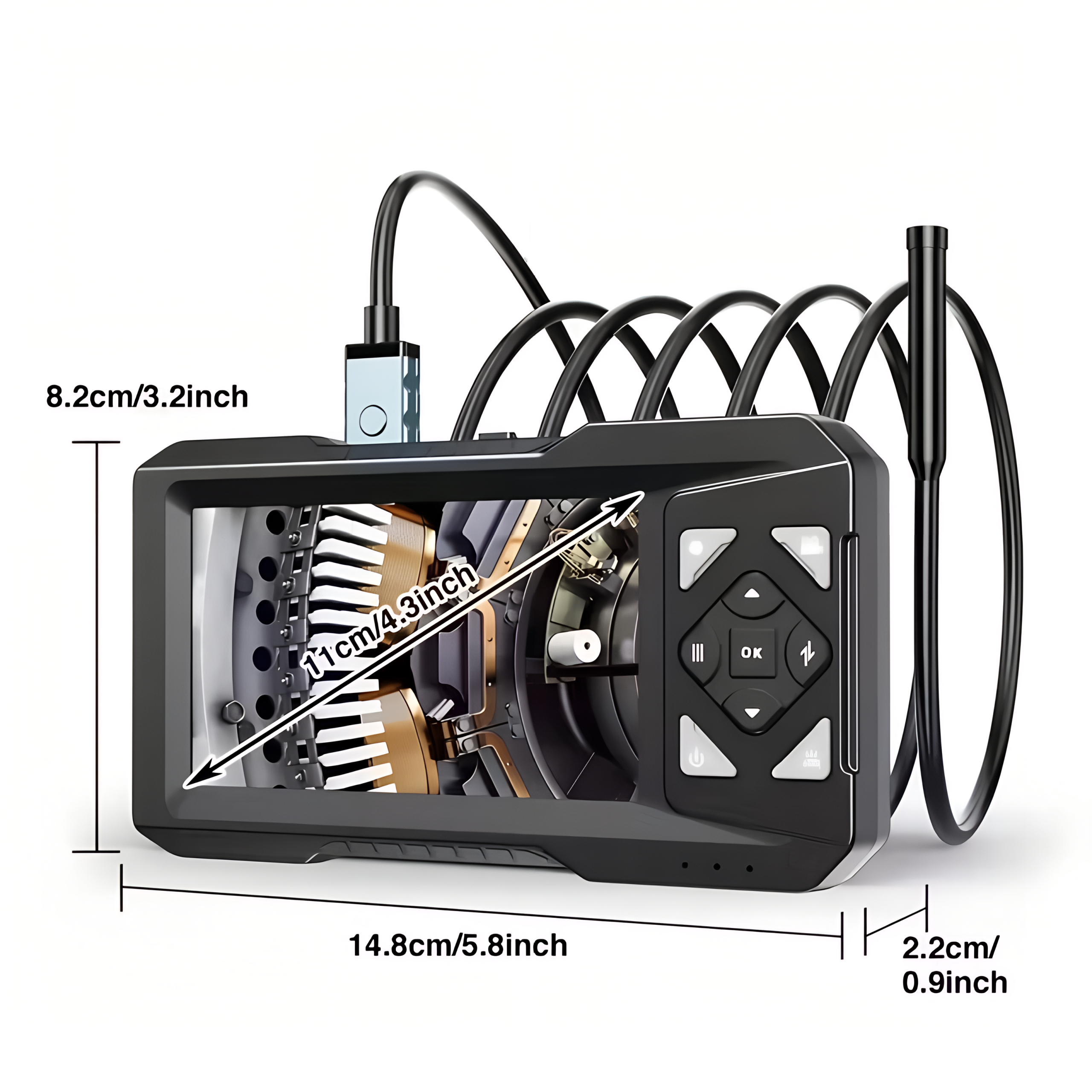 5en1 Caméra Inspection Endoscope ES01 Professionnelle avec écran HD 4.3 pouces