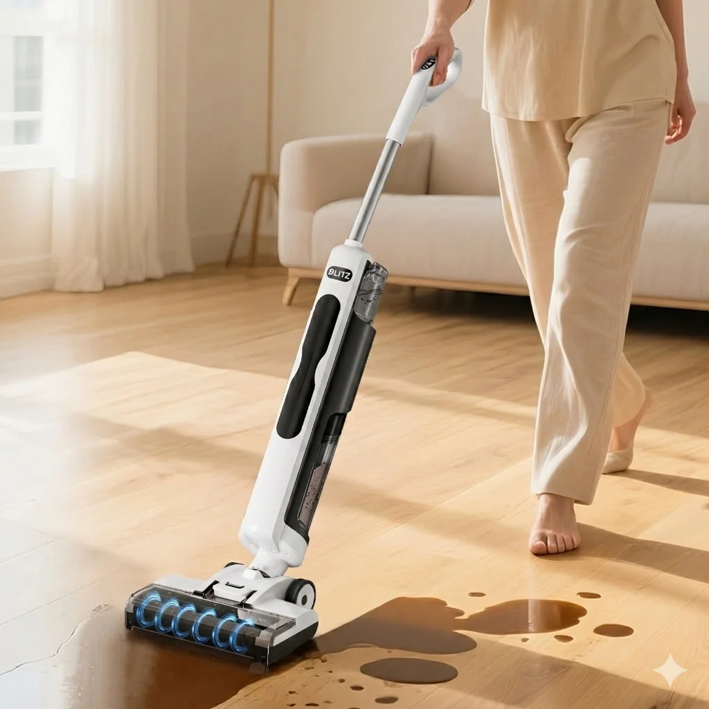 Blitz® 4en1 Aspirateur Intelligent Automatique Sans Fil Robot Laveur Sol Professionnel Puissant, Léger, Silencieux