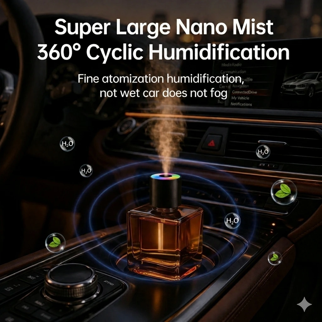 4en1 Humidificateur d’Air Et Diffuseur d’Arômes Huiles Essentielles 500 mL Ultra-Silencieux Pour Maison Et Voiture