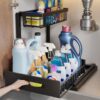 BNBR-2 - 4en1 Organisateur sous évier coulissant 2 niveaux robuste acier inoxydable cuisine salle de bain