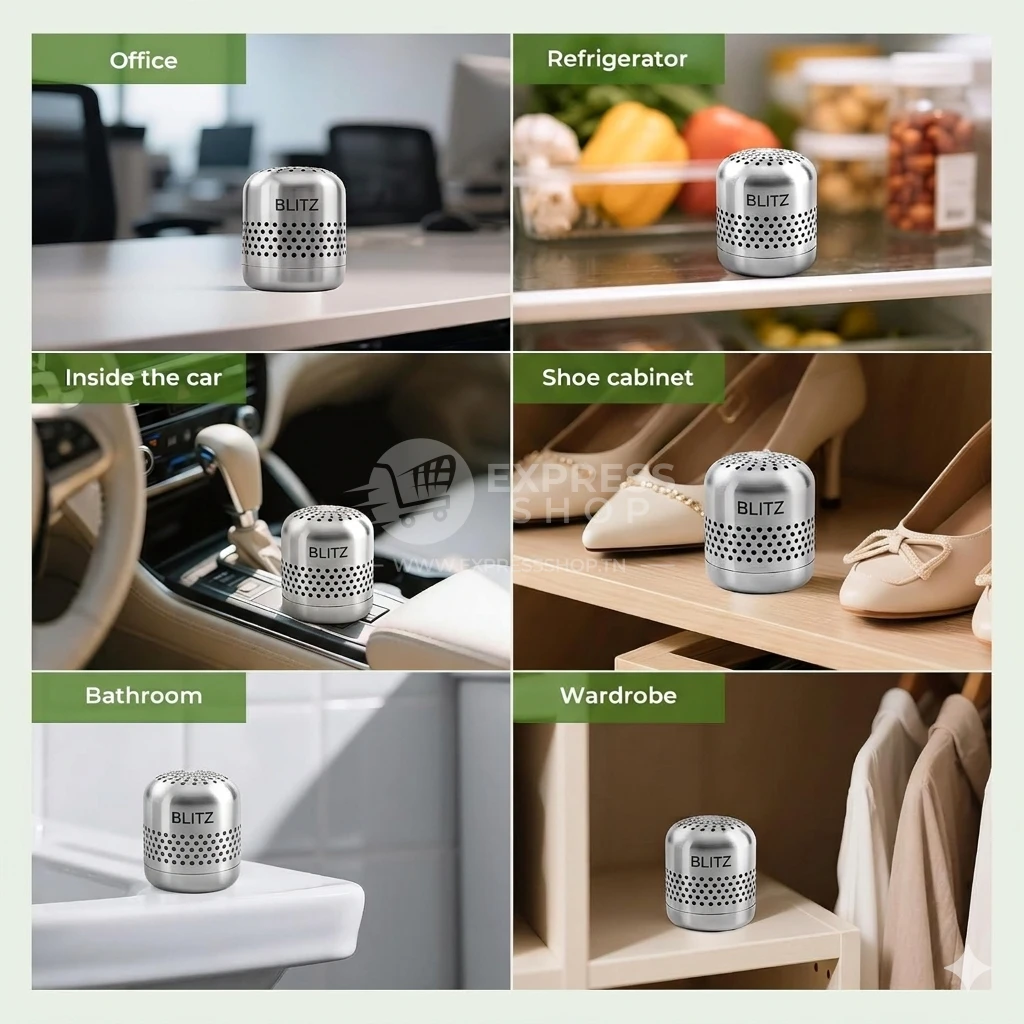 Blitz® -  2en1 Désodorisant Réfrigérateur Longue Durée – Éliminateur d’Odeurs Puissant Multi-Usages
