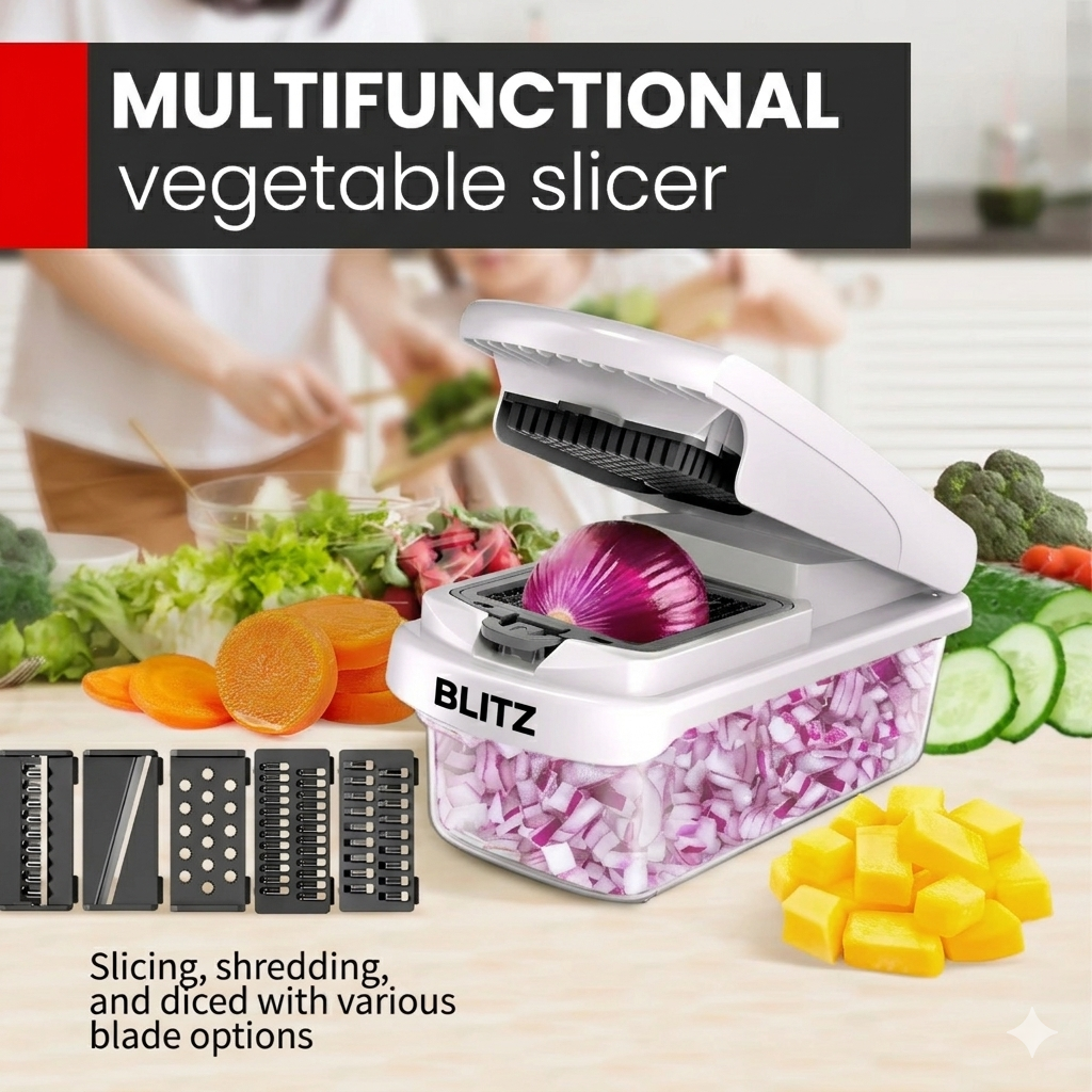 Blitz® - 15en1 Coupe-légumes et trancheuse multifonction avec lames INOX