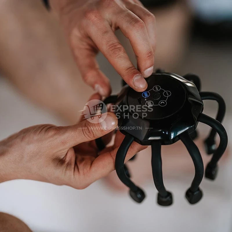 5en1 Masseur de tête électrique Rechargeable poulpe avec 10 nœuds  pour relaxation profonde et anti stress