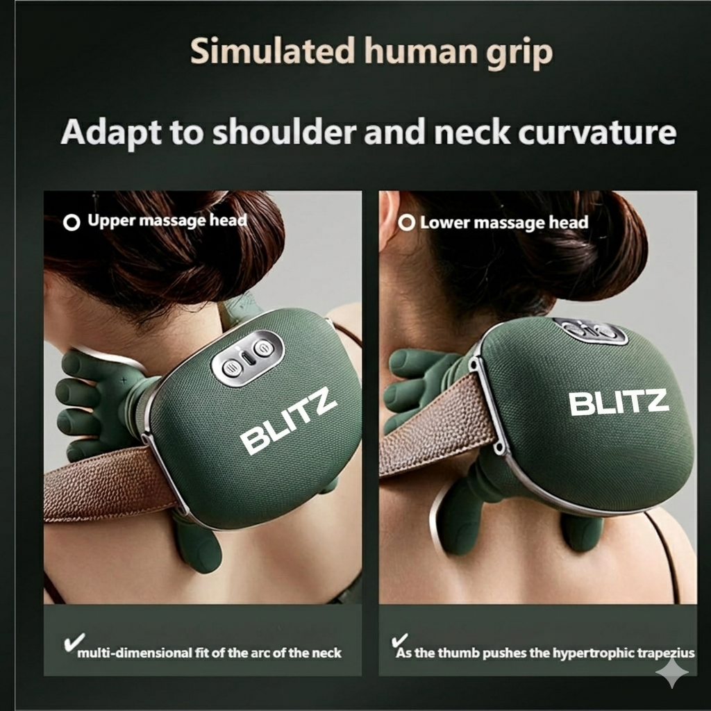 Blitz® 6en1 Appareil De Massage Cervical Rechargeable Contre Les Douleurs Au Cou Et Aux épaules