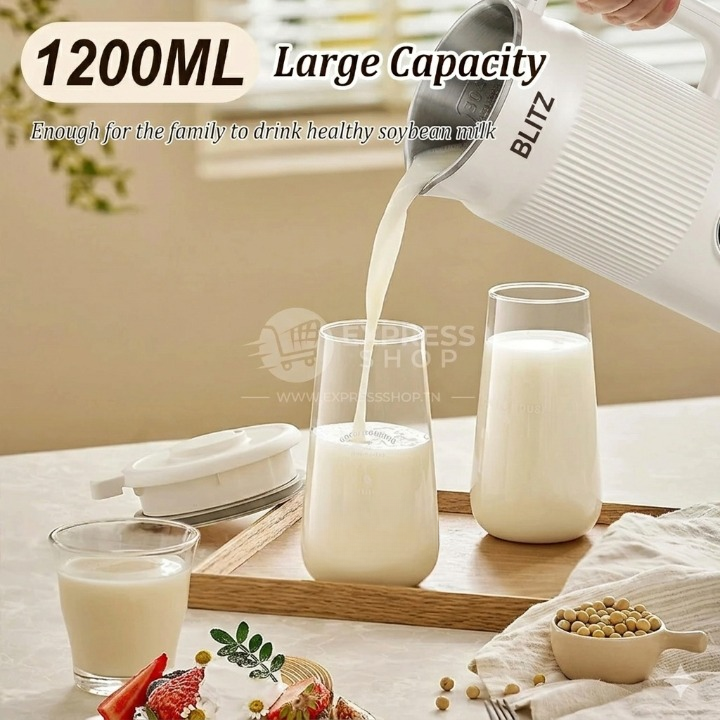 Blitz® - 8en1 Bouilloire Multifonction Jus et machine à Lait 1.2 L en Acier Inoxydable avec Interface Tactile