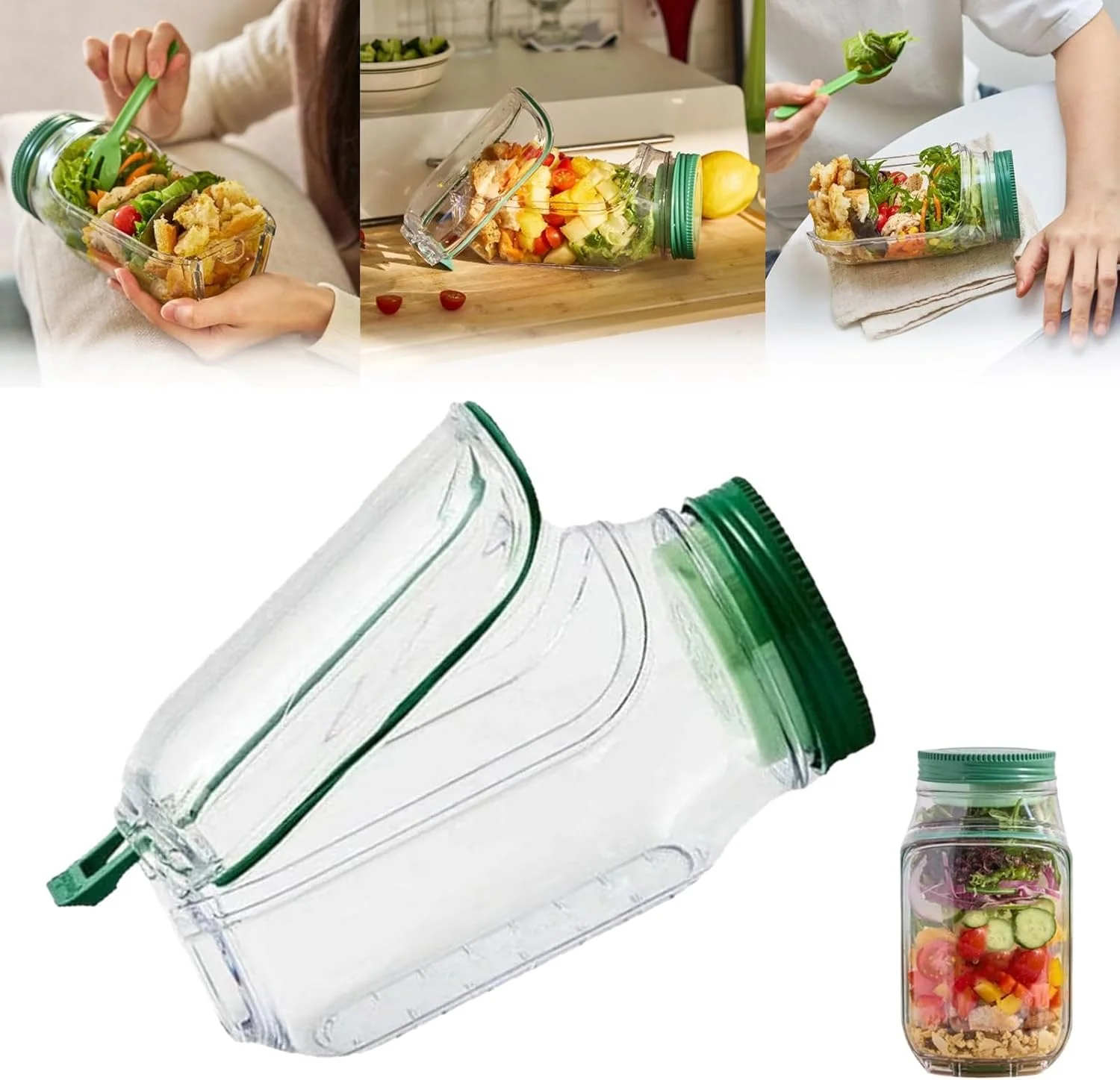 3en1 Lunch box fraîcheur pour repas sains et salades croustillantes