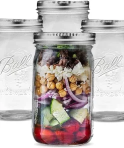 12 Boîte De Stockage Mason Jar En Verre Hermétique 480 ml Multifonction Haute Qualité