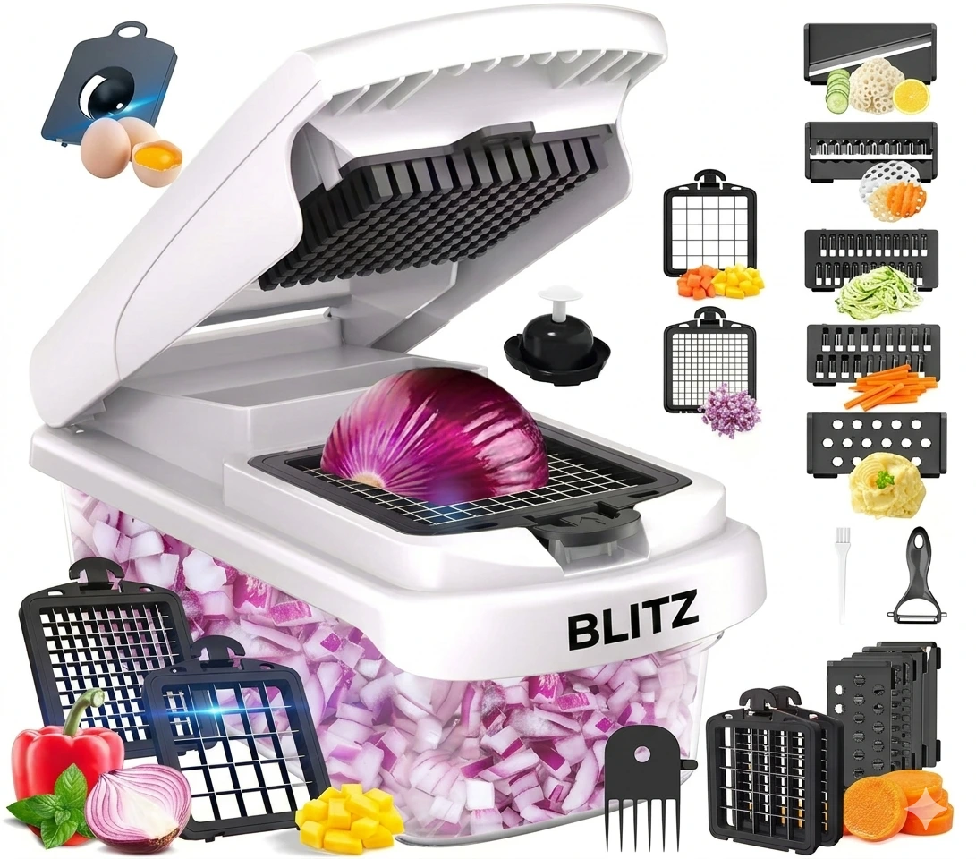 Blitz® - 15en1 Coupe-légumes et trancheuse multifonction avec lames INOX