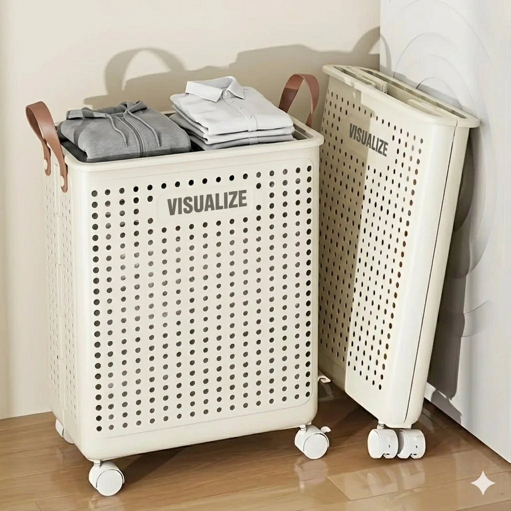 4en1 Panier à linge pliable avec roulettes multifonction rangement pratique maison
