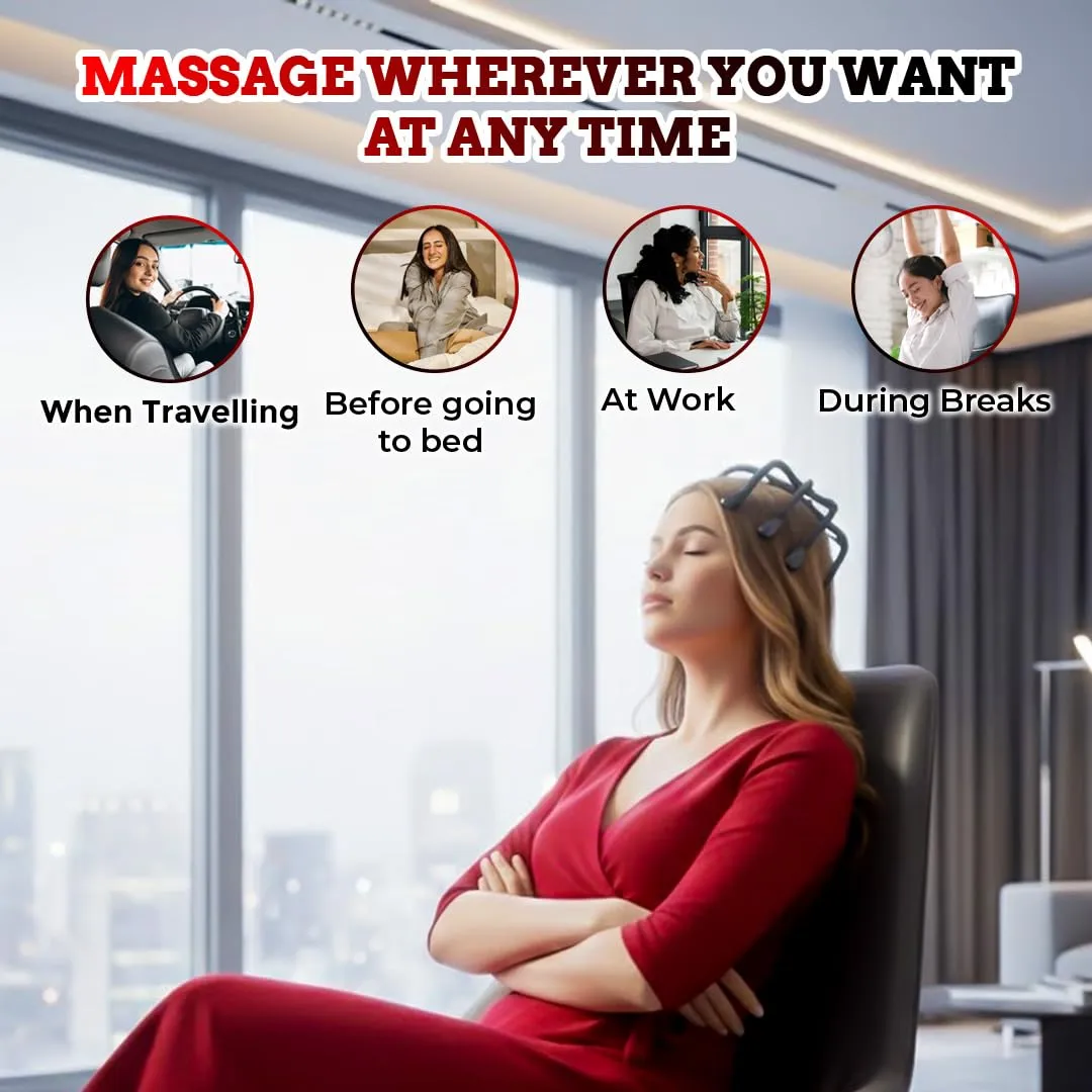 5en1 Masseur de tête électrique Rechargeable poulpe avec 10 nœuds  pour relaxation profonde et anti stress