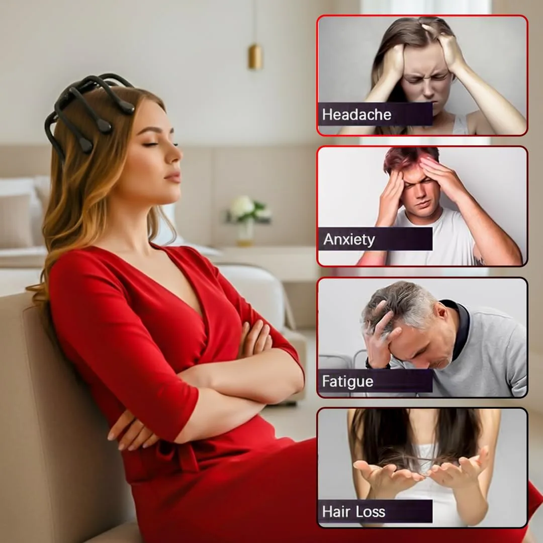 5en1 Masseur de tête électrique Rechargeable poulpe avec 10 nœuds  pour relaxation profonde et anti stress