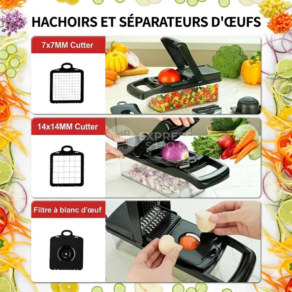 Blitz® - 15en1 Coupe-légumes et trancheuse multifonction avec lames INOX