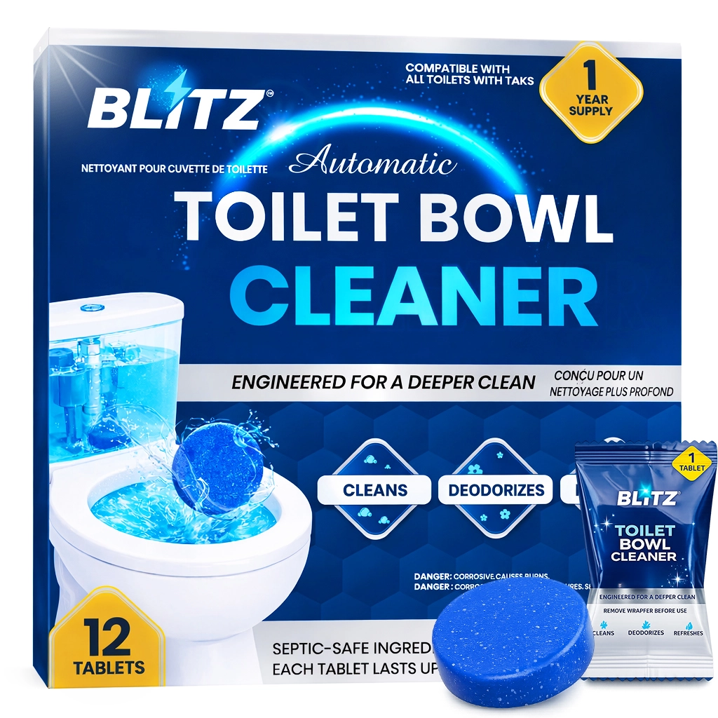 BLITZ - Nettoyant cuvette de toilettes automatique efficace contre les taches et les mauvaises odeurs