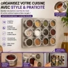 Lot de 12 pots à épices magnétiques en INOX avec couvercles et châssis
