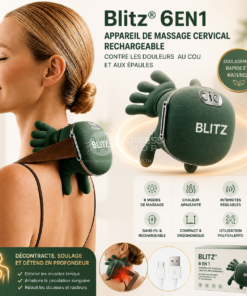 Blitz® 6en1 Appareil De Massage Cervical Rechargeable Contre Les Douleurs Au Cou Et Aux épaules