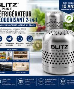 Blitz® - 2en1 Désodorisant Réfrigérateur Longue Durée – Éliminateur d’Odeurs Puissant Multi-Usages