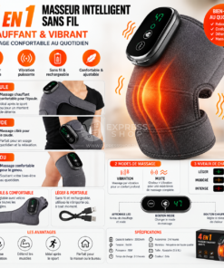 4-en-1 Masseur Chauffant & Vibrant Sans Fil – Genou, Épaule et Coude