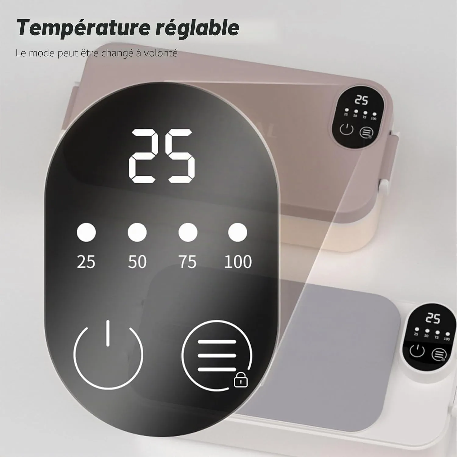 Blitz® 4en1 Boîte Repas Chauffante Électrique Rechargeable En Inox avec Affichage de Température