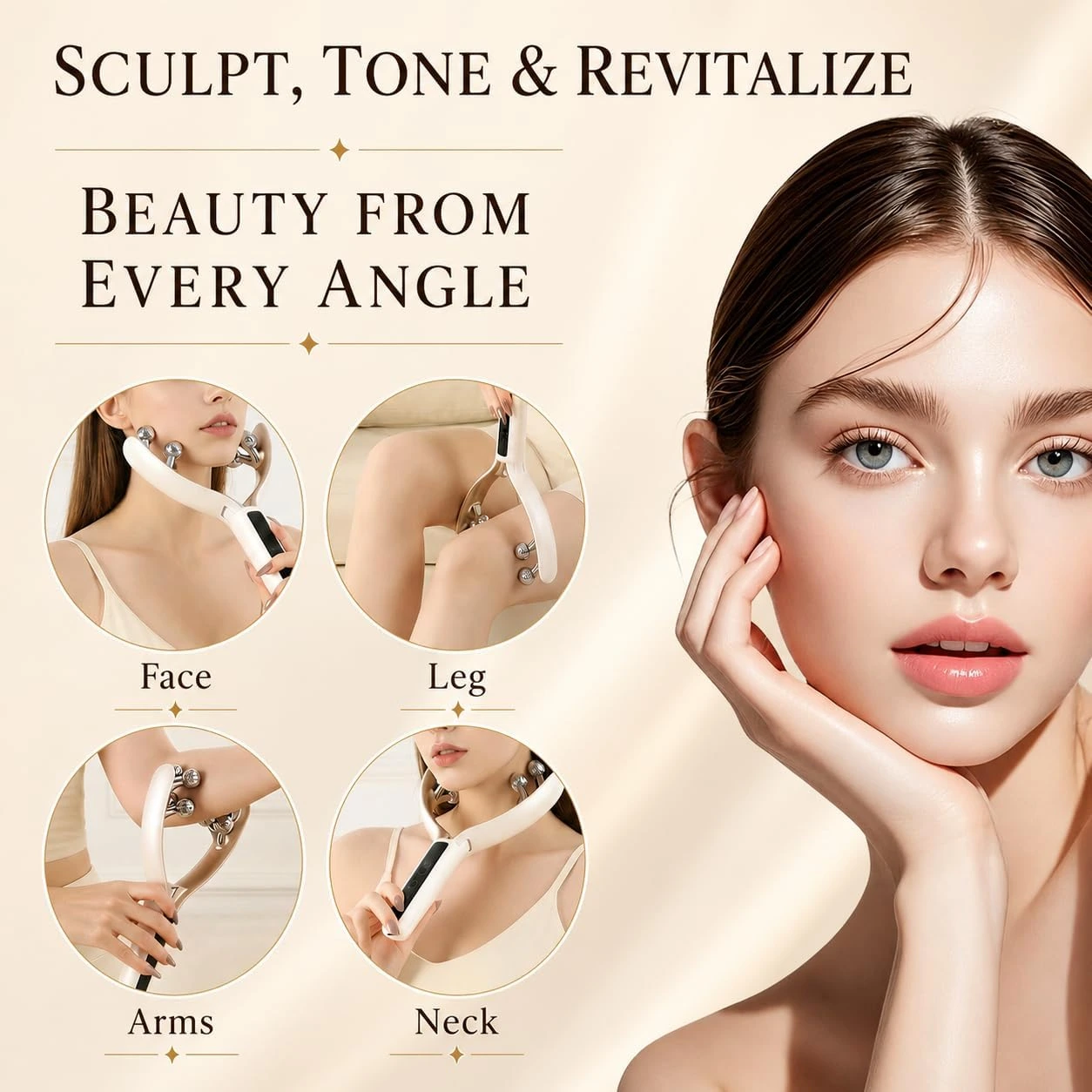 5en1 Appareil de Massage Visage et Corps sans fils pour Sculpter le Visage et Raffermir la Peau