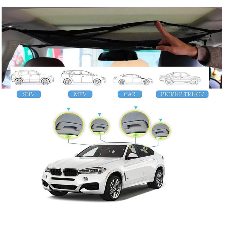 Filet de Rangement de Toit pour Voiture Grande Capacité – Organisateur de Plafond Double Couche, Ultra Résistant