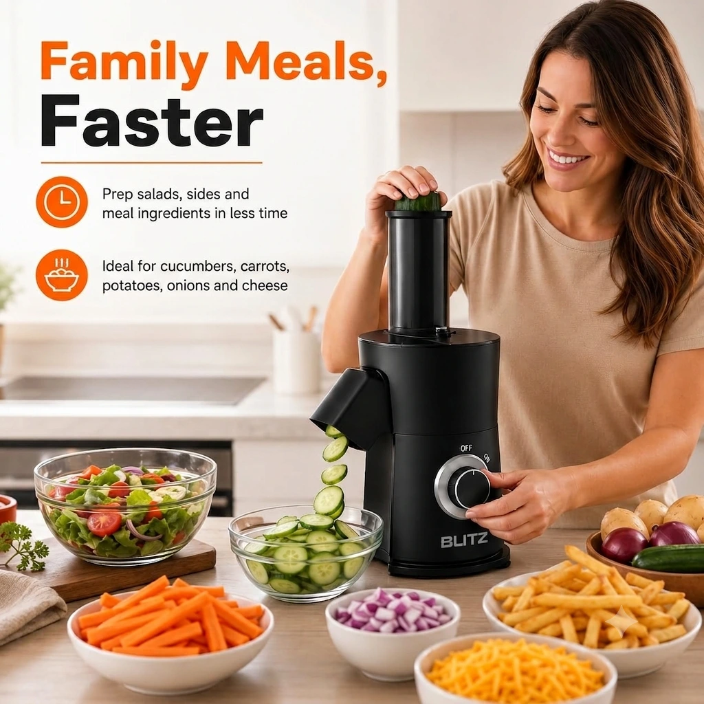 Blitz® – 5en1 Râpe Et Trancheuse Électrique multifonction avec lames en INOX pour une cuisine saine
