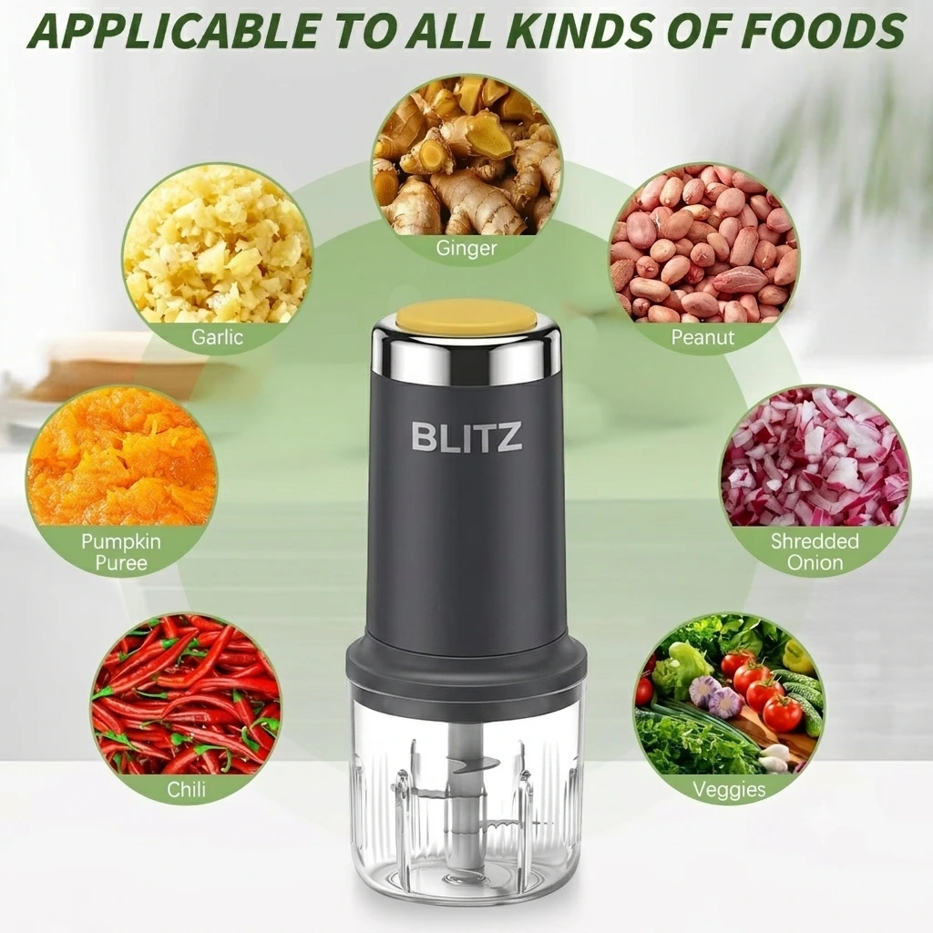 Blitz®–14en1 Hachoir Électrique Multifonction - Lames en Acier Inoxydable & Bols Multi-Usages pour Cuisine